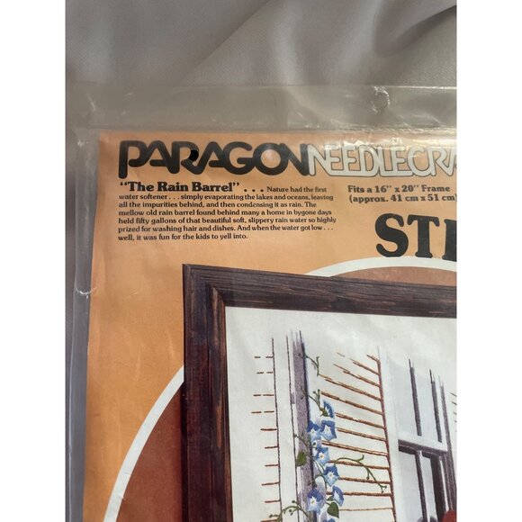 Paragon Needlecraft Stitchery Kit "The Rain Barrel" 16x20 Stamped Picture Yarn/T - Picture 3 of 8